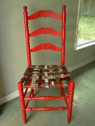The easiest way to make a seat for a chair is probably to weave one with strips of cane or fabric.