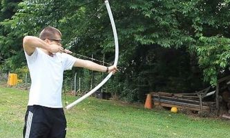 This is a very simple PVC pipe bow.  The book has better designs to help with hunting for food.
